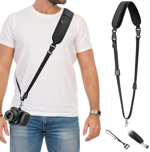 QWORK® Correa para cámara, correa ajustable fotógrafos con bolsa de almacenamiento, compatible con DSLR y SLR mayoría