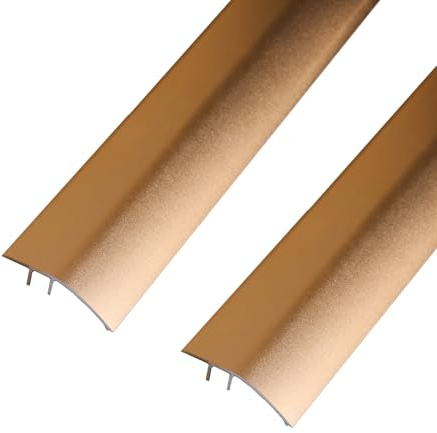 Zayejod Aluminum Floor Transition Strip Door Bar, 4.3cm x 1m, 2pcs | Brushed Gold , Floor Bar for Doorways Threshold Ramp Tile Laminate Planks for Gaps Carpet Floor Tile