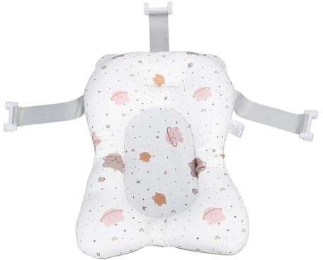 PolyGen Alfombrilla para bañera para recién nacidos con estructura segura de 3 puntos para la hora del baño infantil, un cojín de apoyo para el baño del bebé para baños relajantes