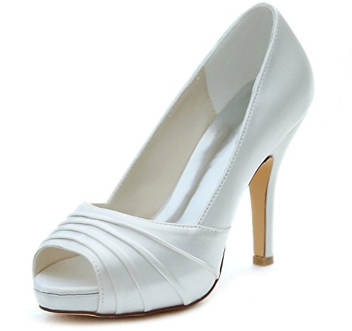 Emily Bridal Scarpe da Sposa Avorio con Tacco Alto e Plateau con Tacco Alto (EU37, Avorio)