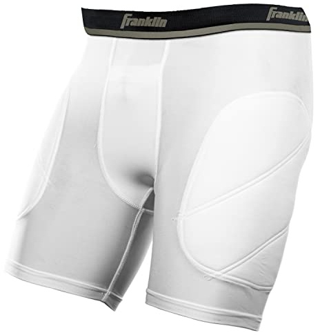 Franklin Sports Sliding Youth Coulissant Jeunes-Short rembourré avec Poche de Bonnet-sous-vêtements de Compression de Baseball + Softball pour garçons et Filles-Taille, Blanc/Noir, Large Mixte