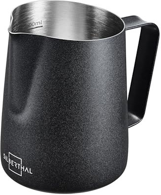 SILBERTHAL Milchkännchen Edelstahl 500ml schwarz - Professionelles Barista Zubehör mit Latte Art Ausguss - Milchschaumkännchen für Siebträger
