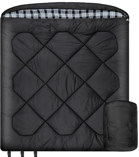 Mcota Winter 0 Grad Doppelschlafsack, Queen-Size-Größe, Schlafsack mit 100% Baumwoll-Flanellfutter, warm und wasserdicht, für 2 Personen Schlafsack für Camping, Angeln oder Jagd bei kaltem Wetter