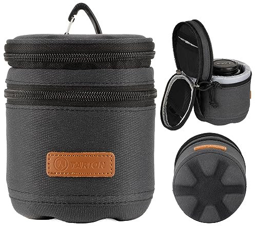 TARION Objektivtasche Objektivbeutel mit Hartschalenboden, Stoßfest, Wasserabweisend Kamera Objektiv-Schutztasche für Canon, Nikon, Pentax, Sony, Olympus Objektive (Dunkelblau Größe S)