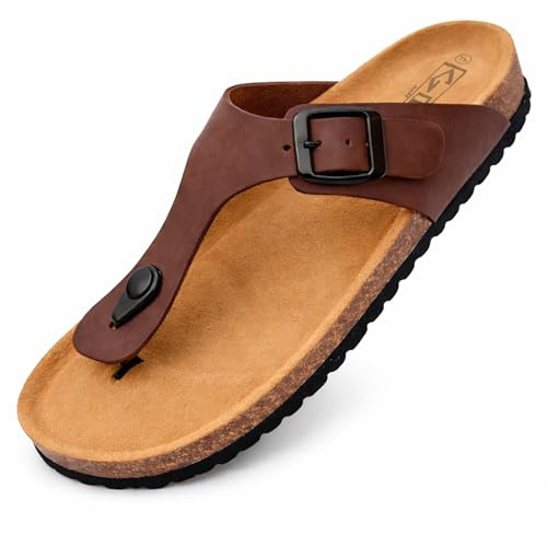 GONKOS® lädersandaler, anatomisk kork-innersula, äkta läder, naturkork, justerbart spänne, unisex tåsandaler, kvalitetssandaler tillverkade i Spanien