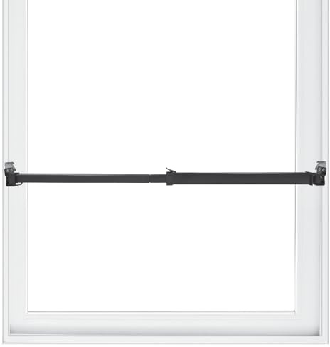 SecurityMan Window Security Bar - Easy Install for Horizontal/Vertical Windows - Adjustable Window Lock Bar (Child Proof/Heavy Duty Iron) - Extendable (14.25 to 37) Security Bars for Windows - Black