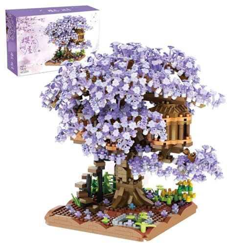 Mini Sakura Arbre Maison Construire Bloc, 1200+PCS Ensembles Construction Bonsaï Cerisier, Ensemble de Construction Cabane dans Les Arbres, Cadeau pour Les Enfants Et Adultes