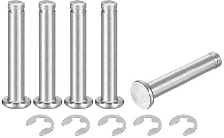 QUARKZMAN 5 Ensemble M6x35mm Goupille de Localisation de Bague d'Arrêt d'Arbre Cylindrique En Acier Inoxydable 304, Charnière Rainurée à Tête Plate avec Bague de Retenue à Clip E, Argent