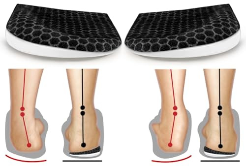 BIGGCOOL Corrective Insoles for Supination & Over-Pronation, Orthotics Medial & Lateral Heel Wedge Inserts for Foot Alignment, Bow Legs, Knee Pain (Black-2 Layers, L: Women 8-12/Men: 7.5-13)