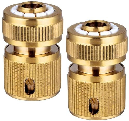 QXCFTW 2Pcs Brass Hose Connector Hose End Quick Connector, Brass Hose Fittings, 1/2 Hose Pipe Quick Connect Fitting, for Watering Gardening Car Washing
