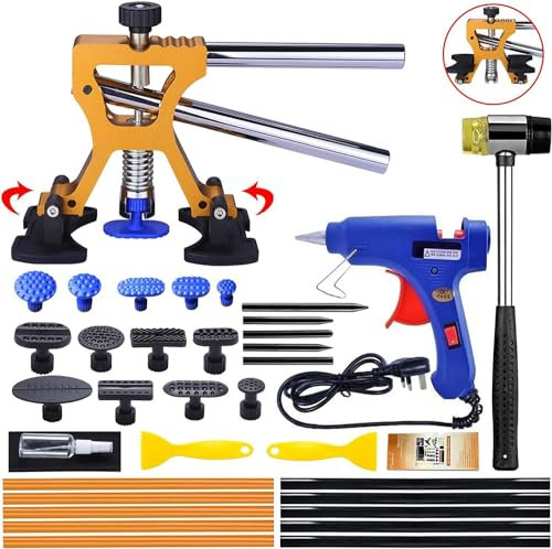 Manelord Car Body Dent Puller Kit, Auto Dent Repair Set with Golden Lifter for Auto Body Dent Remover, Minor Dent and Deep Dent Removal