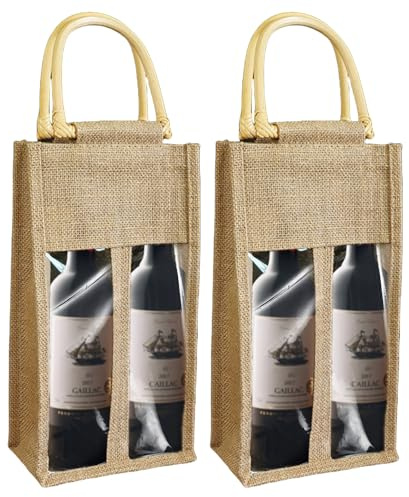Bolsas De Arpillera para Vino,2 Piezas Bolsas De Yute para Botellas De Vino,Bolsa De Vino De Arpillera,Bolsas De Vino De Arpillera para Decoración Dde Mesas,Bodas,Fiestas,Vino,Champán