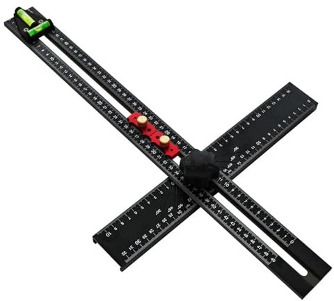 Hkfgdjdl Righello angolare per la lavorazione del legno, 54 cm, strumento di misurazione per disegno quadrato, con livelle a bolla integrate per la costruzione di carpenteria