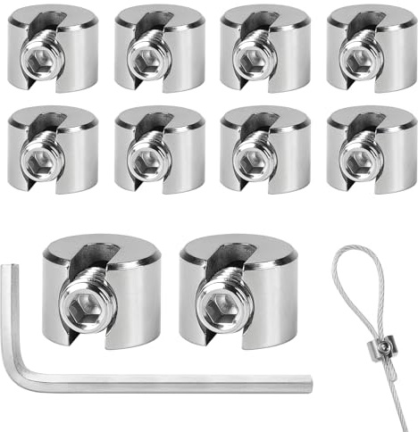MIGUBIGU 10 PCS Morsetto per Cavo Acciaio 2 mm M4, Clip per Fune Metallica con Chiavi Inglesi, Morsetti per Cavi Acciaio, per Fune di Acciaio, Tendicinghi, Tenda Fissa