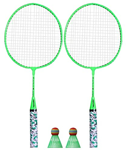 Qeunrtiy Raquette de badminton pour enfants - Ensemble de 2 balles pour enfants - Pour l'intérieur et l'extérieur - Vert