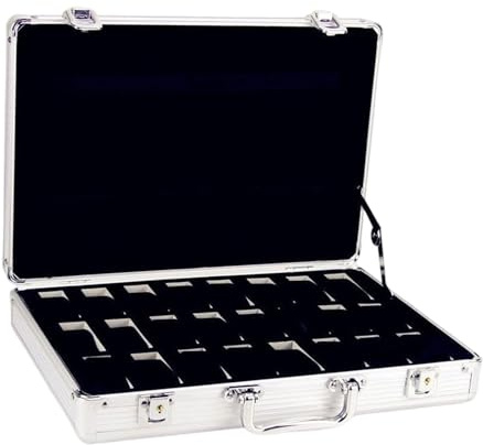 APLVFFZH Maletín para Relojes Caja Organizador de Aluminio con Compartimentos Acolchados Portátil Y Resistente Al Agua Adecuado para Viajes Coleccionistas, 10 Rejillas