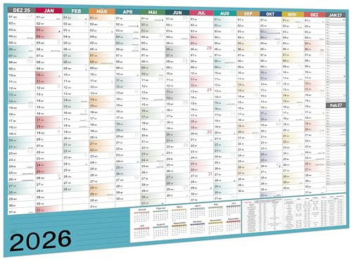 Calendario 2026 Calendario da Parete - Calendario da Parete XXL 2026 Dimensioni (100 x 70 cm), da gennaio a dicembre 2026, per studenti e insegnanti Calendario degli Anniversari - Morandi