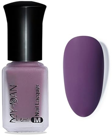 Nagellack Lila Matt, Langanhaltender Schnelltrocknender, Purple Matte Nail Polish, High-Gloss Fortgeschrittenes Lila Matt Nagellack Für Frauen DIY Nagelkunst Maniküre 6ML, bis zu 9 Tage Halt (Purple)