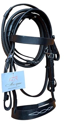 Leather Hunter Horse Bridle Stitched Noseband Grip Reins Comfortable Genuine Leather Design for Shetland And Mini Shetland Black Color (Mini-Shetland)