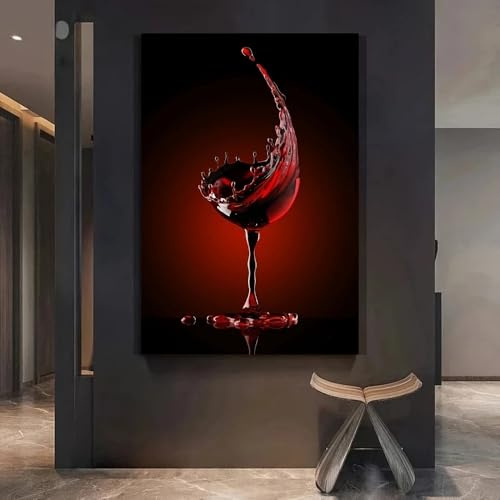 GOSRD Stampe artistiche su tela moderne e astratte con calici da vino, per la decorazione della casa, per soggiorno, bagno e arredamento (30x50 cm/senza cornice)
