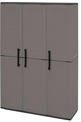 Armoire en polypropylène pleine hauteur 102 x 37 x 163 cm, matériau recyclable et écologique durable, équipée de charnières et d'étagères