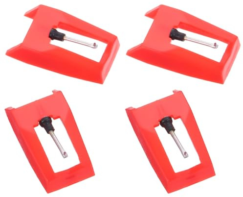 FESTFENDS Puntine per Giradischi Rosso 4pezzi Aghi per Fonografo in Plastico e Alluminio Rotabili Accessori per Giradischi e Vinile