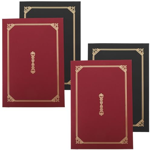 Enveloppe de Certificat en Papier 4pcs, Couverture de Certificat