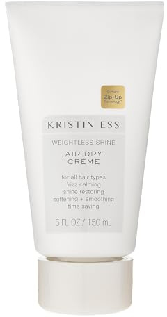 Kristin Ess Hair Weightless Shine Air Dry Cream for Curl Definition, Smoothing + Blowout Prep - Frizz Control - Light Hold - Women's Styling Product for Frizzy, Wavy + Curly Hair - Vegan