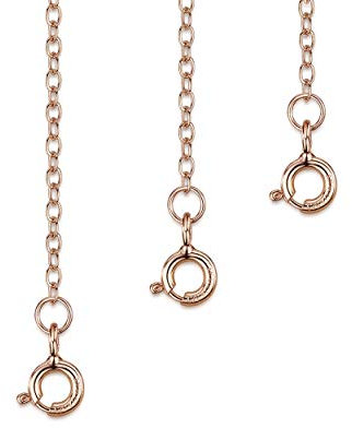 Amberta Set de 3 Cadenas de Extensión para Pulseras y Collares en Plata de Ley 925 Chapadas Oro Rosa 14K - Kit de Extensor 2 mm para Tobilleras para Mujer - Longitudes: 25, 50, 100 mm