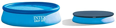 Intex 28130Np - Piscina Hinchable Easy Set 366 X 76 Cm, 5.619 litros + 28022 Easy Set - Cobertor Piscina Hinchable, 366 Cm