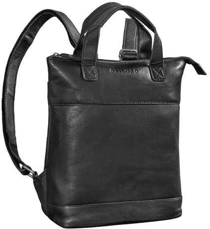STILORD 'Josie' Rucksacktasche Leder Damen Kleiner Daypack City Leder Rucksack Handtasche Vintage Rucksack Tasche für iPad Echtleder, Farbe:schwarz