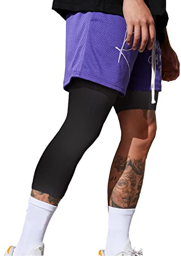 Smatstyle Legging Homme 3/4 Sport Pantalon de Compression pour Hommes 3/4 Une Jambe Basketball Pantalon de Compression Base Layer Running Fitness