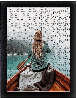 Rahmendesign24 - Cornice puzzle Milano per puzzle circa 300-500 pezzi, 36 x 49 cm, 49 x 36 cm, nero lucido con vetro acrilico
