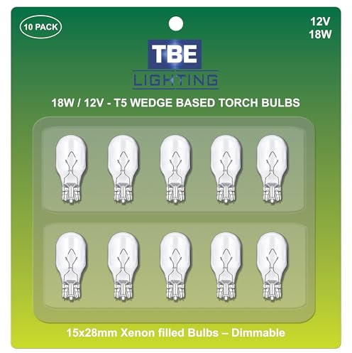 TBE LIGHTING Replacement 18 Watt T5 Wedge Base 12 Volt, Pack of 10 Energy Flashlight Bulbs.