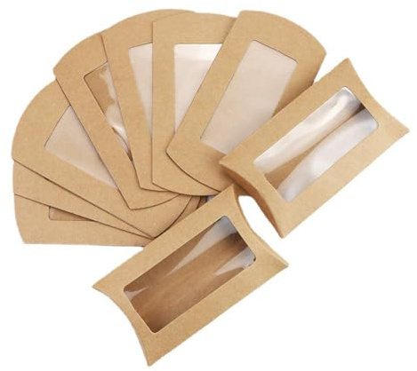VASANA 20 cajas de papel kraft para caramelos con ventana transparente, caja de embalaje de galletas, caja de regalo, cajas plegables para caramelos, chocolate, joyas, recuerdos de boda y fiesta (5.9