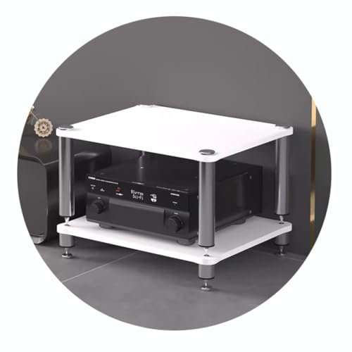 2/3/4-lagers HiFi-ställ AV-hylla HIFI-stativ Skivspelarestativ-enheter Skåp Ljudställ med stötdämpande fötter- Audio Video-komponenter (Färg: Vit, Storlek: 60 * 48 * 40cm(2-nivå))