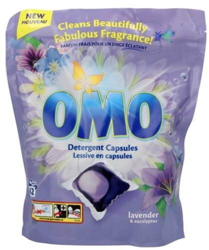OMO Lavendel-Wäschekapseln – Kraftvolle Fleckenentfernung, langanhaltende Frische für bis zu 14 Tage, Alles-in-einem -Geruchskontrolle, Kaltwaschmittel-kompatible – 42 Kapseln (1 Packung)