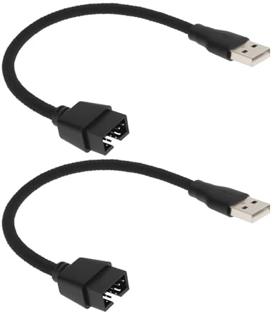 YINETTECH 2 Piezas USB A Macho A 9 Pines Placa Base RGB Datos A Puerto U Externo Adaptador Cable Corto Cobre Estañado con Funda Trenzada PC