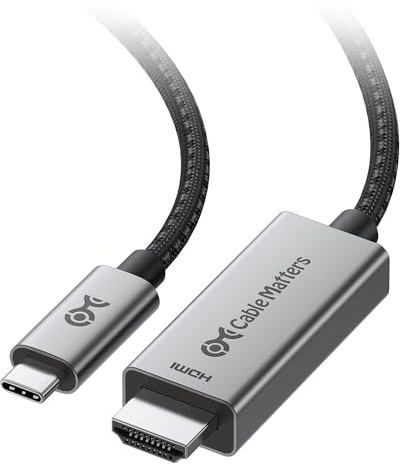 Cable Matters Câble USB C HDMI 2.1 unidirectionnel 48Gbps 8K - 1,8 m, prend en charge 4K@240Hz/8K@60Hz & HDR, câble Thunderbolt 4 vers HDMI 2.1, compatible avec les ordinateurs portables Thunderbolt 6