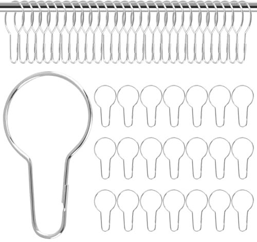 50 Stück Duschvorhangringe, Metall Duschvorhang Haken, Gardinenringe, Duschvorhang Ringe, Vorhangringe für Badezimmer, Wohnzimmer, Schlafzimmer, Küche
