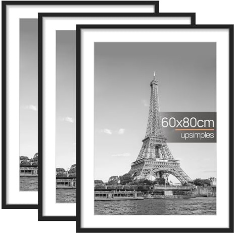 upsimples 3 Pack Bilderrahmen 60x80, Schwarz Rahmen 60x80, Picture Frame für Fotos, Bilder, Poster