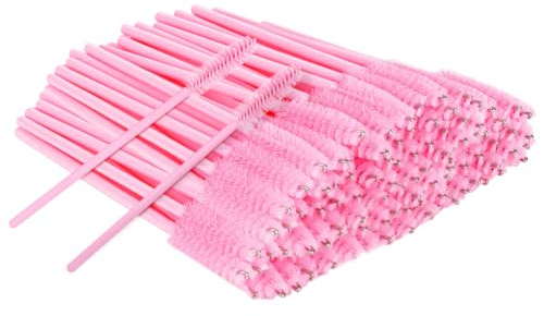 BUTBU Desechables Cepillos de Pestañas, 200 PCS Cepillo Pestañas,Cepill-o Cejas, Extensiones Cepill-o para Máscaras, para Extracción Pestañ-as, Eliminación de Maquillaje, Nail Art, Painting, Rosa
