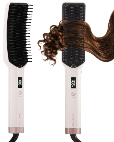 AraSyleon Brosse Lissante Ionique - Brosse Lissante - Brosse Chauffante Lissante avec Poils en Céramique & Chauffage Rapide - 16 Températures (80-230°C) - Double Tension