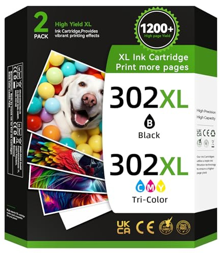 302XL Ink Cartridges Combo Pack Replacement for HP 302 Ink Cartridges Black and Colour for HP Envy 4520, 4527, 4524, 4523 OfficeJet 3835, 3830, 3831, 4650, 5230 DeskJet 3630,1110 Printer