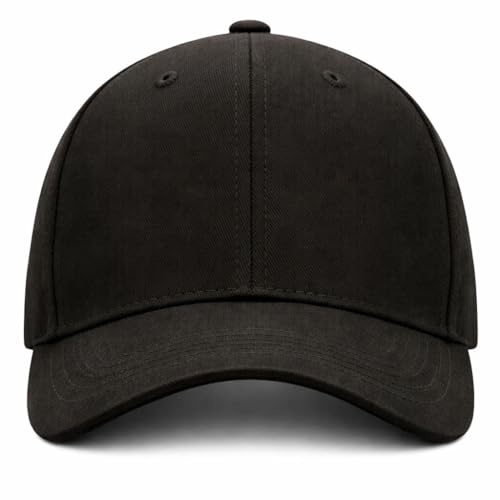 MFAZ Morefaz Ltd Berretto da baseball classico in cotone a 6 pannelli con fibbia in metallo regolabile - comodo cappello per tutti i giorni, Nero , Taglia unica