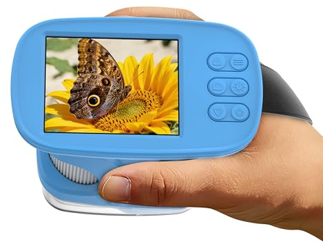 Microscopio per Bambini con Schermo da 2,4, Mini Microscopio Portatile da Tasca 1000X, Giocattolo Educativo STEM per la Scienza – Ideale come Regalo di Natale o Compleanno (blu)