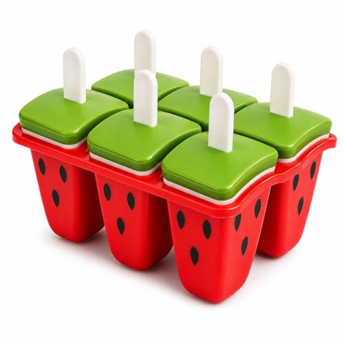 PinoLab Stampi per Gelato Fai da Te 6 Pezzi – Stampi Ghiaccioli con Bastoncini, Forma Gelati Bambini, Senza BPA, Ideali per Freezer, Gelati e Ghiaccioli Fatti in Casa – Colore Casuale