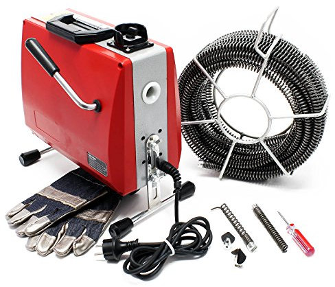 Profi Rohrreinigungsmaschine 390W 400 U/min inkl. 6 Spiralen Ø 16mm & umfangreichem Zubehör