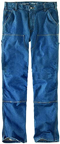 Carhartt Men's Relaxed Straight Rugged Flex Double-Front Denim Dungaree, Tahoe, W33 x L32