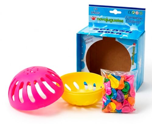 Bola Splash con Globos de Agua | Amarillo y Rosa | Juego de Verano para Niños +8 Años | Pelota para Globos de Agua | Juego Exterior para Playa, Piscina, Jardín y Cumpleaños